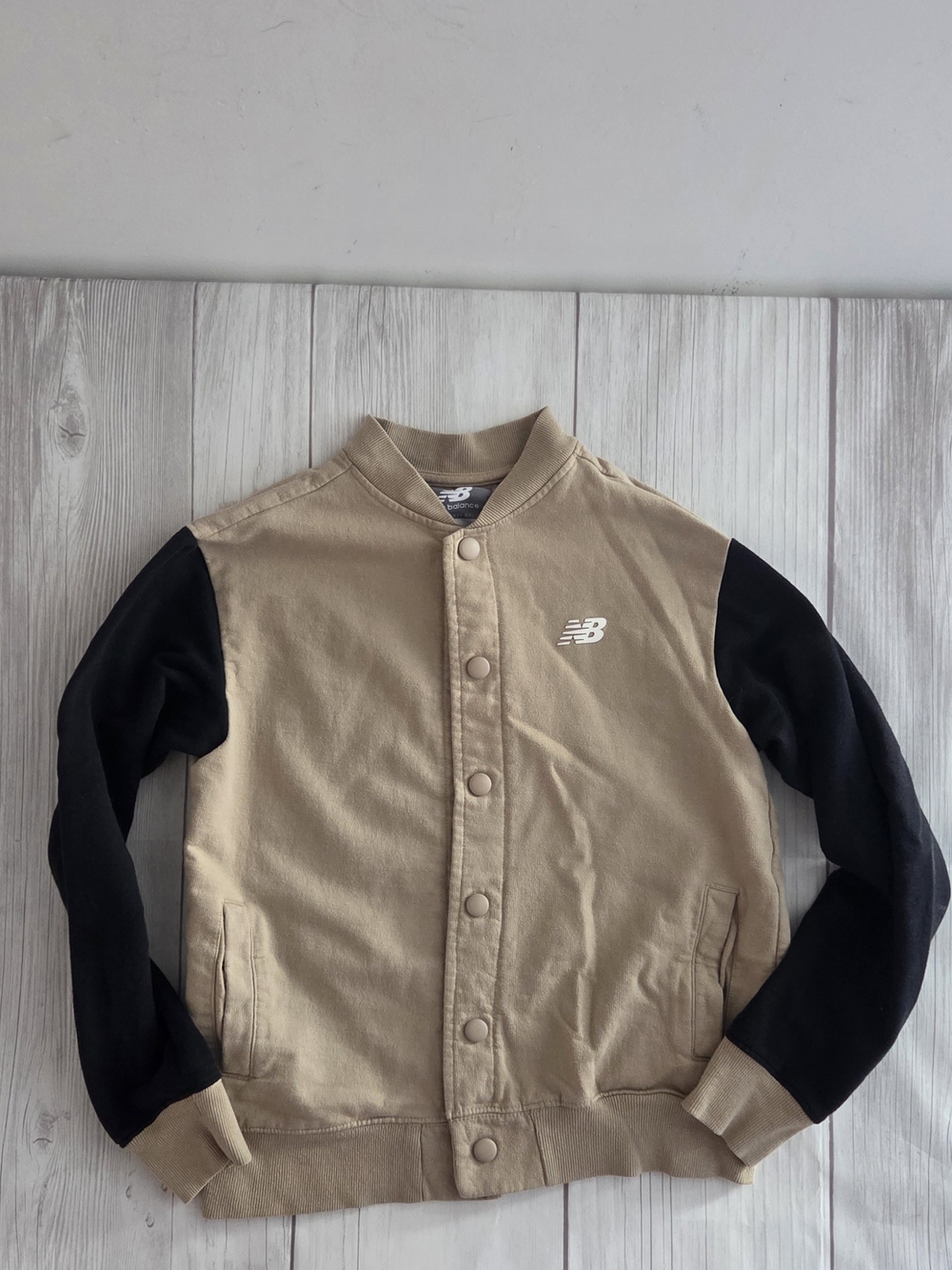 New Balance Tan Ribbed Collar Sweatshirt Jacket